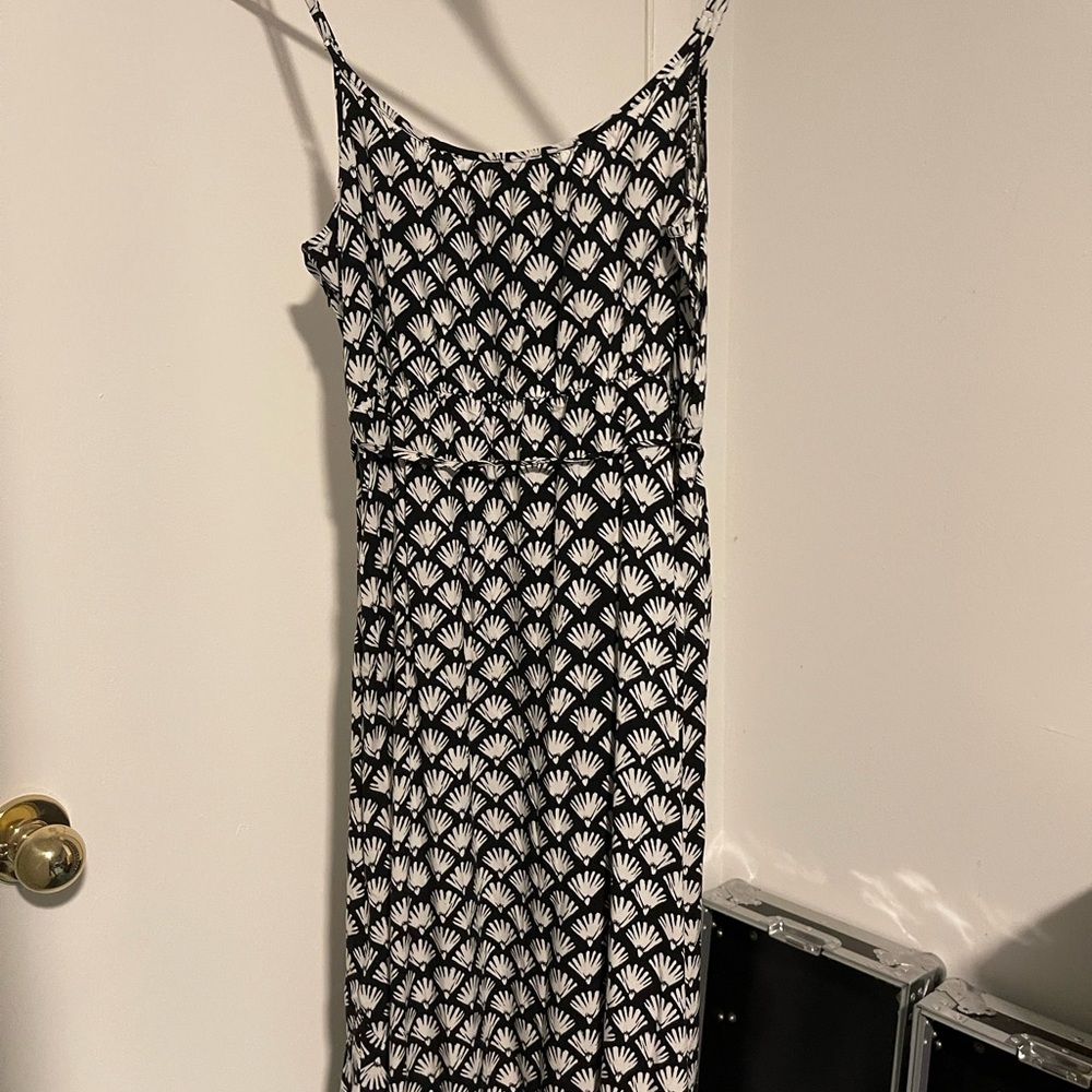 J Crew Black and White Printed Midi Dress